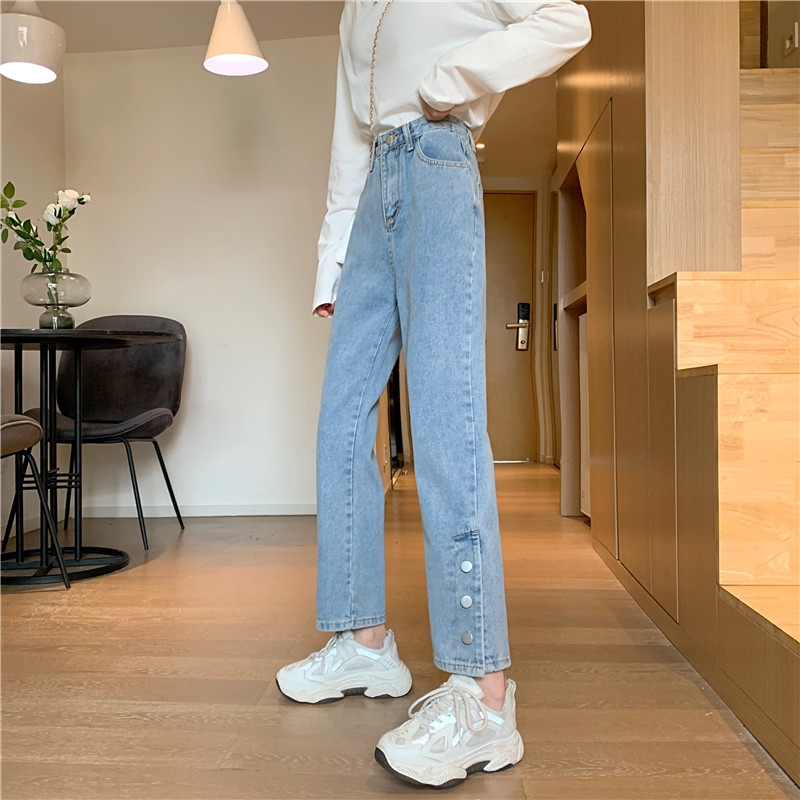 New high waist and thin jeans pants in spring and summer