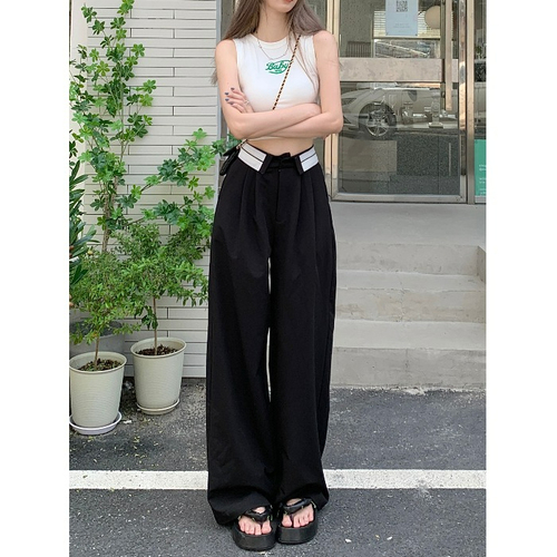 Non real shooting original quality suit pants High Waist Wide Leg Pants drooping feeling floor dragging casual pants