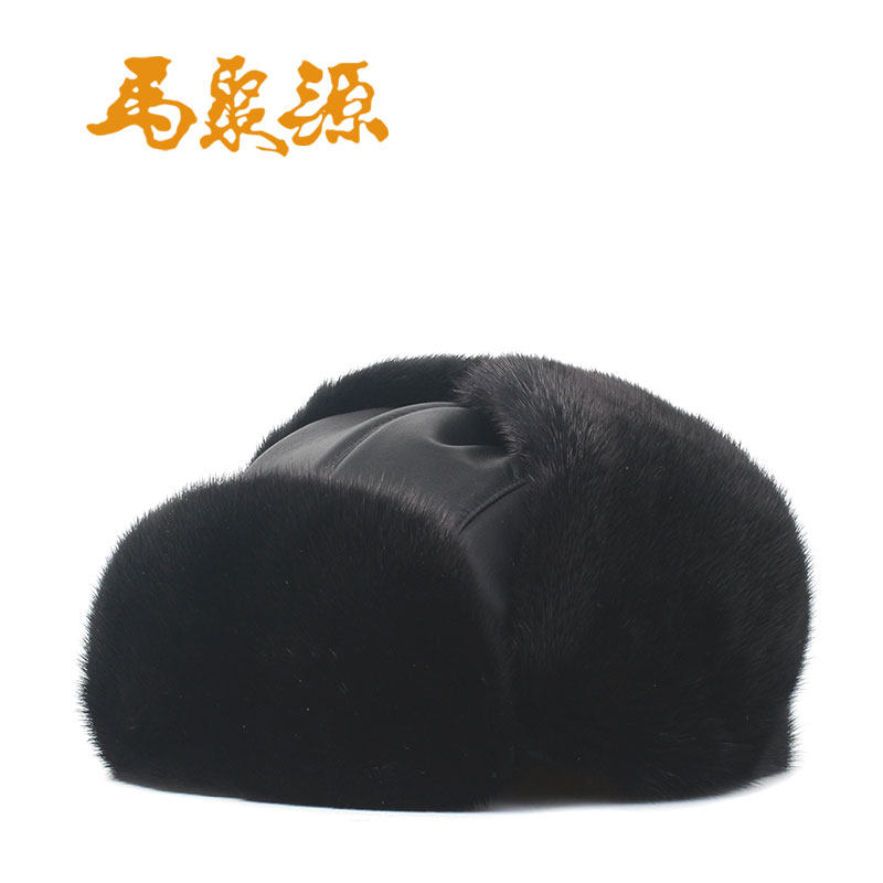 中华老字号马聚源男士休闲逛街保暖护耳中老年貂毛帽子