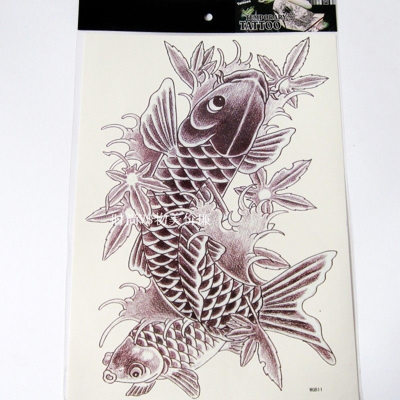包邮满背防水纹身贴纸男女款鲤鱼一次性暂时性贴纸满就送