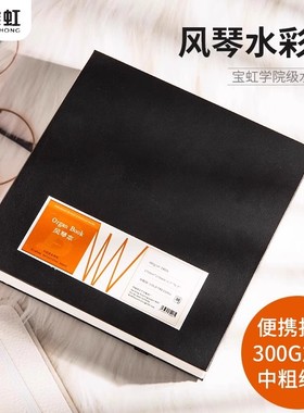 宝虹学院级棉浆风琴本300g水彩纸中粗纹30张折页本随身旅行手绘本