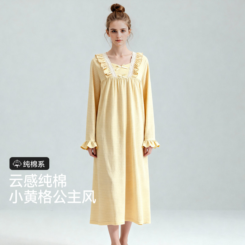 PaulCozy公主风长袖睡裙睡衣春秋季少女款纯棉秋款2025新款家居服