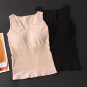 一体式 媒体塑身衣打底内衣上衣 胸垫收腹背心女紧身带胸垫高弹修身