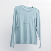 天丝美利奴羊毛T恤女3D收腰抗菌防臭弹力修身 运动瑜伽健身服1 时尚