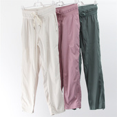 女休闲跑步健身外穿速干透气瑜伽裤 直筒束脚两穿运动长裤 裤 工装