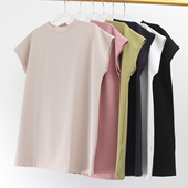 休闲上衣女透气弹力瑜伽T恤加长罩衫 宽松显瘦小飞袖 T恤藏肉短袖