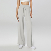 薄绒直筒宽松阔腿裤 假两件高腰收腹提臀保暖运动健身徒步速干长裤