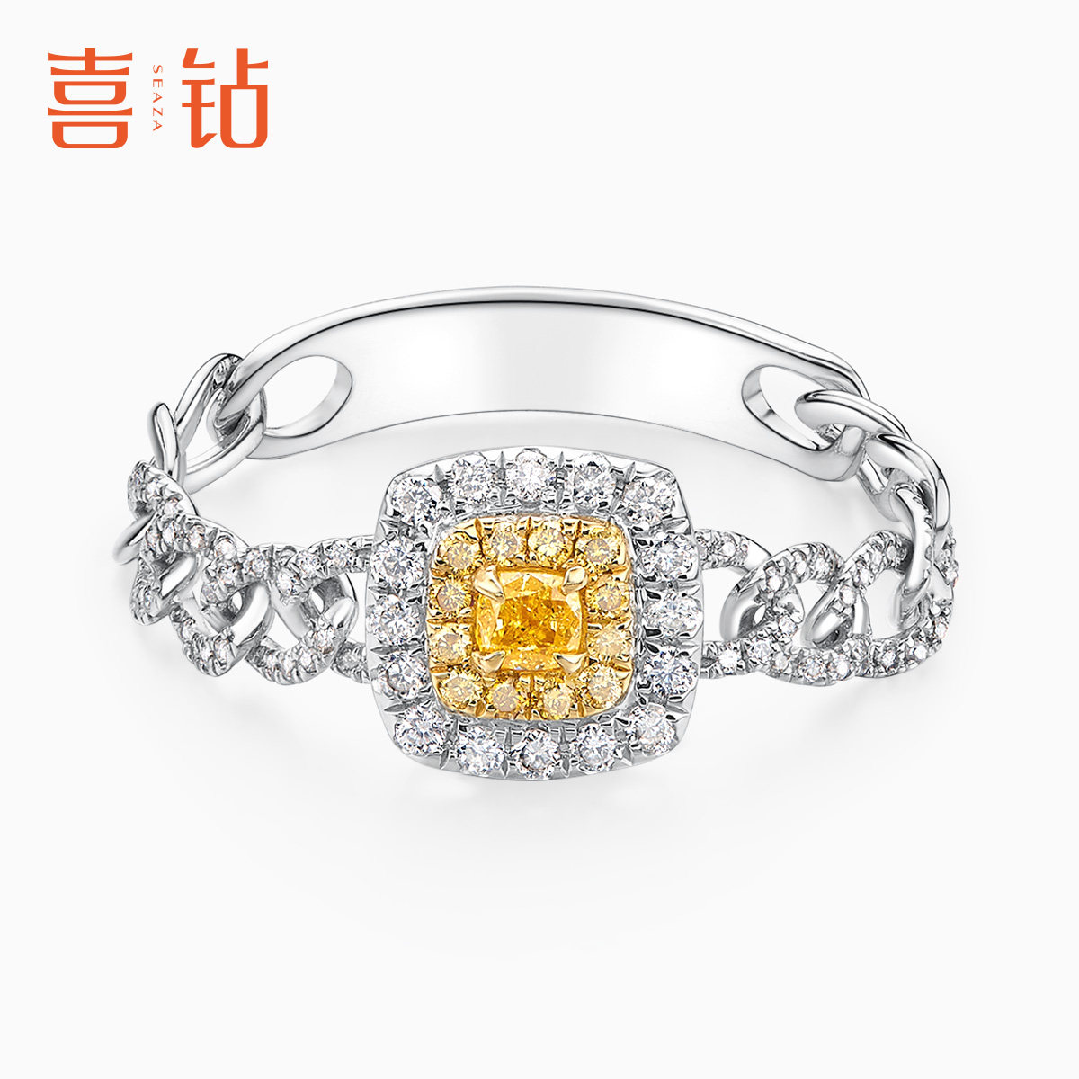 喜钻18K金钻石戒指女时尚黄钻链条设计求婚戒指订婚婚戒新品首饰使用感如何?
