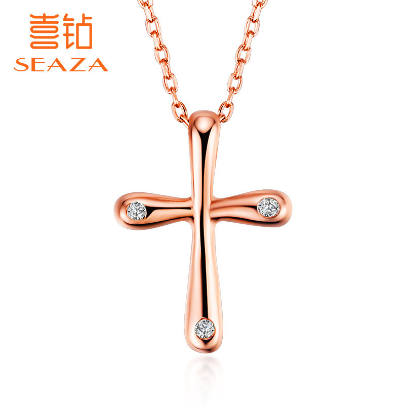 喜钻 红18K金钻石吊坠女款精致十字架项链吊坠新品钻石锁骨链珠宝在类目 珠宝/钻石/翡翠/黄金, 钻石首饰（新）, 颈饰中 - 来自Buy2taobao.com提供专业的淘宝代购服务