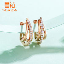 Hi diamond flagship Earrings women's 18K Rose Gold Real Diamond Earrings women's Earrings