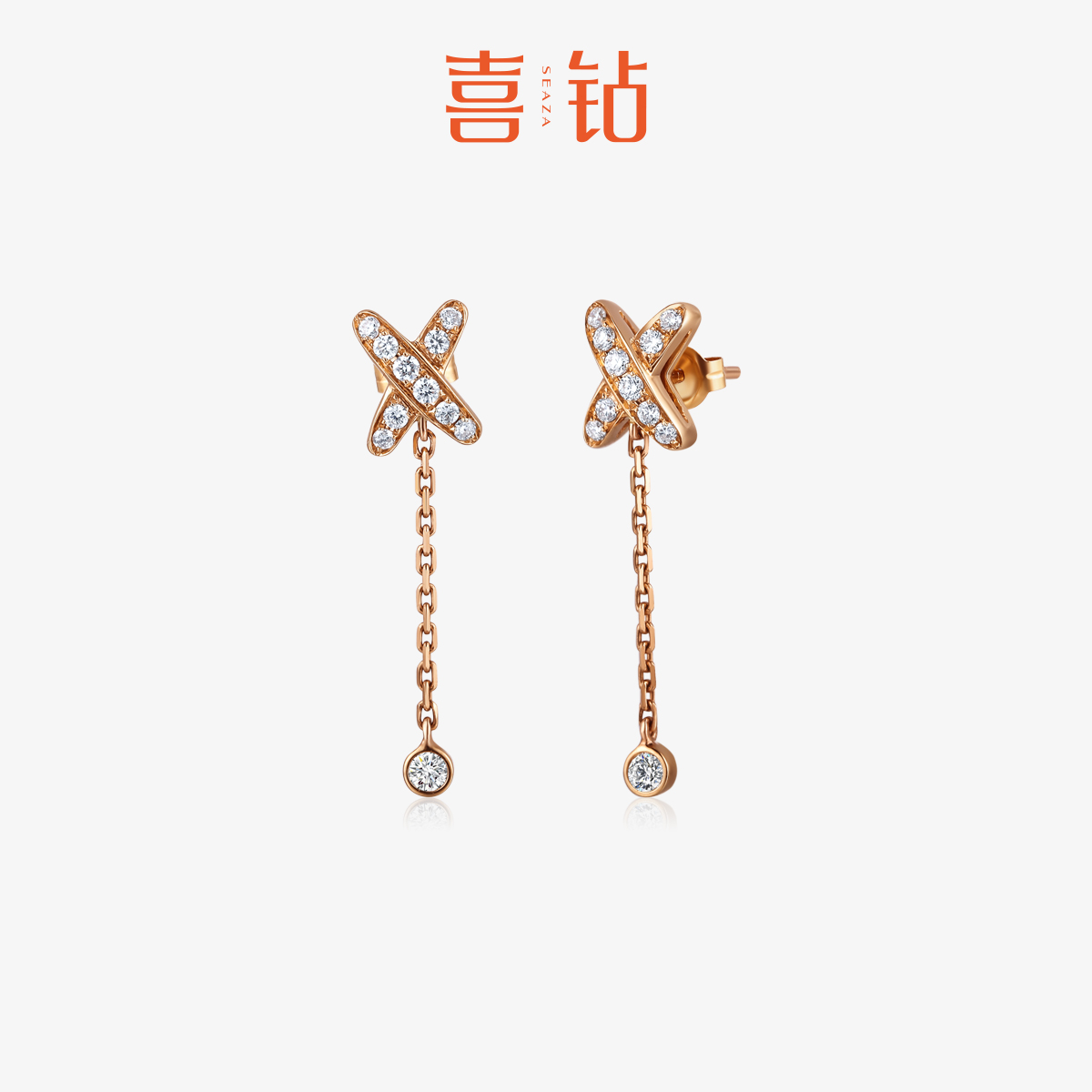 喜鉆金玫瑰金女款精致送禮耳飾