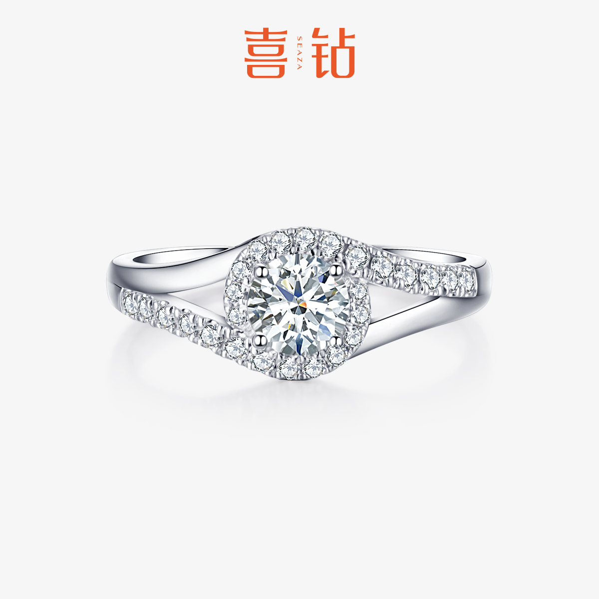 喜钻PT950铂金镶时尚求婚钻戒