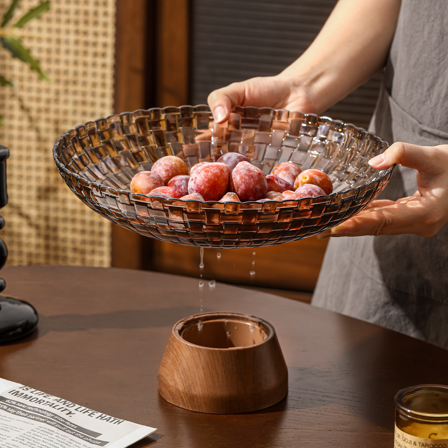 中古风水果盘客厅茶几家用干果盘