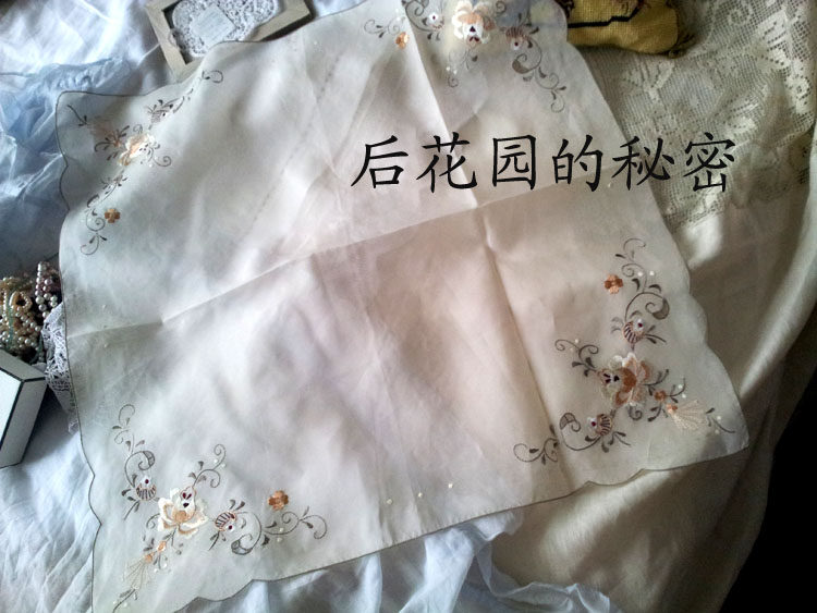 [2013.8月新]出口法国原单真丝欧根纱手工绣小桌布，多用盖布,居家布艺,桌布,淘宝优惠券,粉丝福利购,淘宝优惠卷