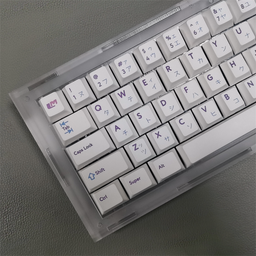 蓝紫白Pbow键帽PBT原厂高度热升华机械键盘68/87/84/75个性键帽