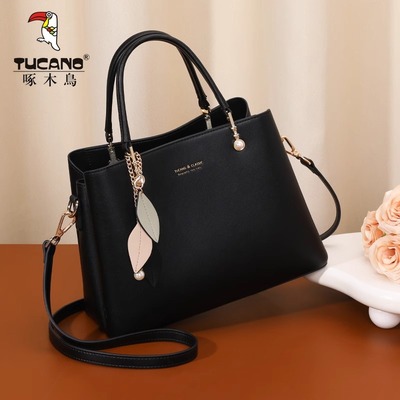 啄木鸟2026新款真皮包包女包手提大容量妈妈包百搭通勤斜挎包牛皮