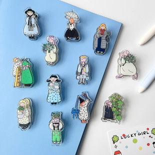 橘兔插画原创设计幸运女孩可爱卡通pp夹便签夹亚克力文件夹零食夹