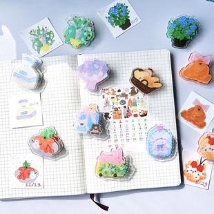 橘兔插画原创亚克力pp夹高透便签夹文件夹零食夹