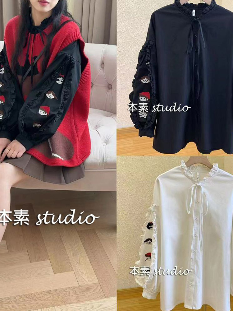 宽松韩版单排扣长袖棉