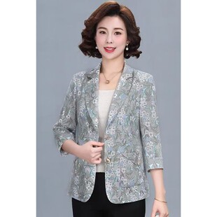妈妈小西装2026春秋新款中年人气质休闲女士西服外套洋气薄款上衣