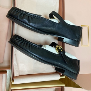 【GR】莞产高货牛皮一字扣带方头浅口玛丽珍女鞋缪文艺复古学院风