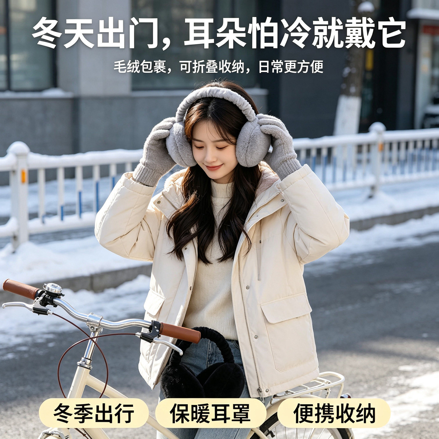 冬季氛围感毛绒耳罩保暖可折叠