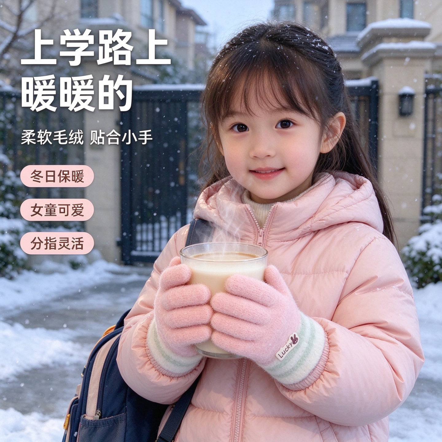 宝宝不勒手儿童针织手套保暖