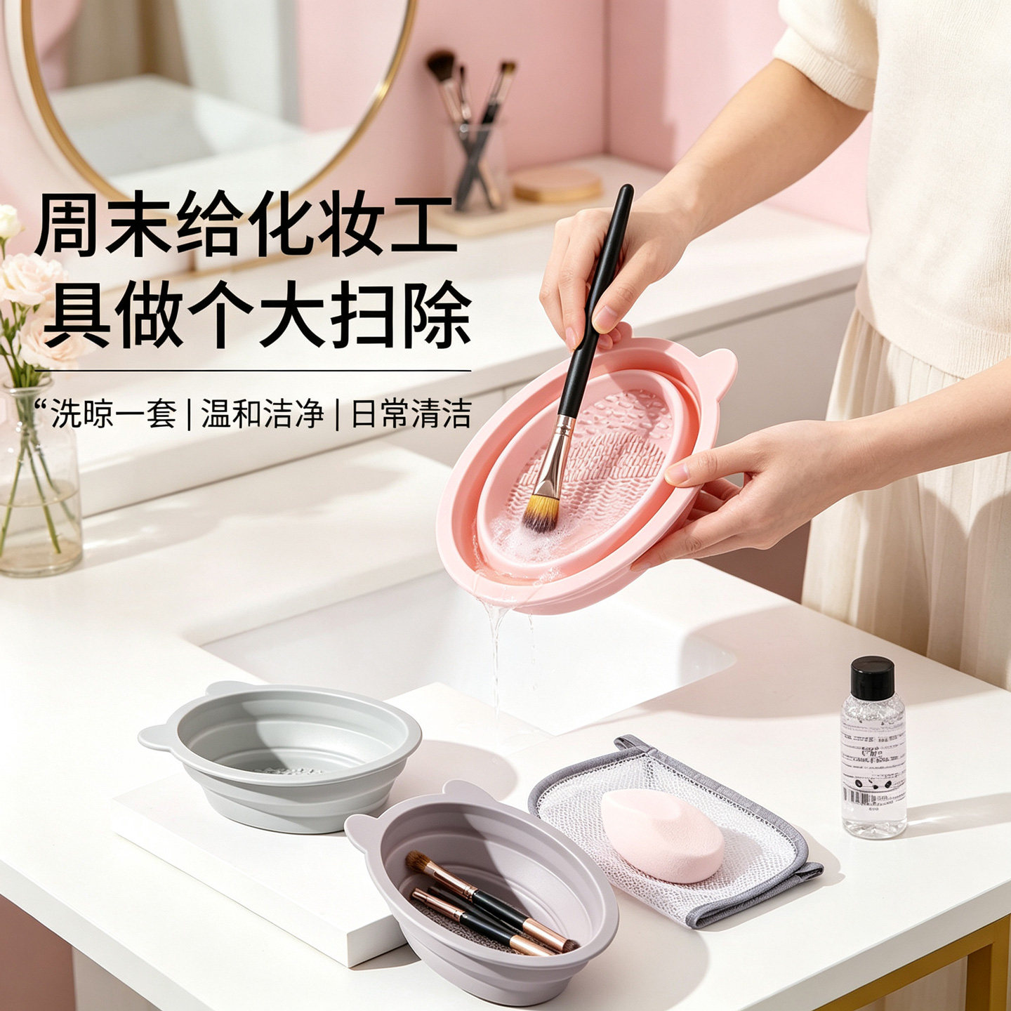 化妆刷清洗器粉扑工具一整套