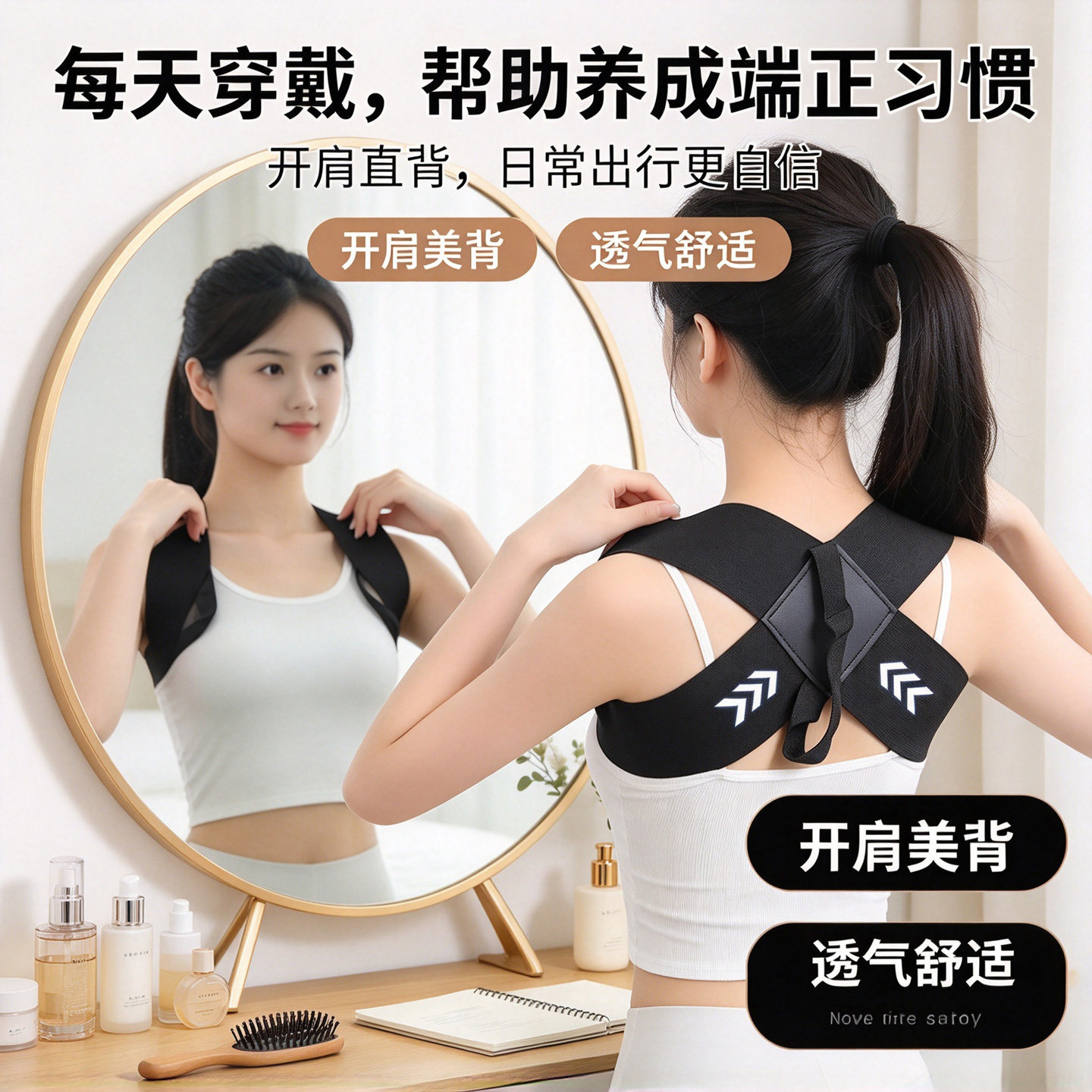 开肩矫姿带透气隐形体态管理
