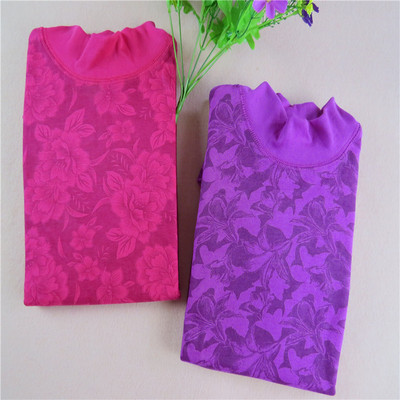 中老年女士印花高领全棉单件上衣