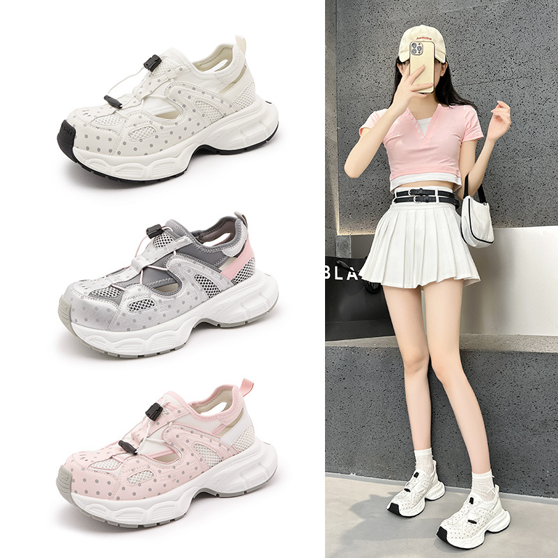 厚底透气镂空老爹鞋女2025年夏新款轻便套脚运动鞋百搭单网休闲鞋