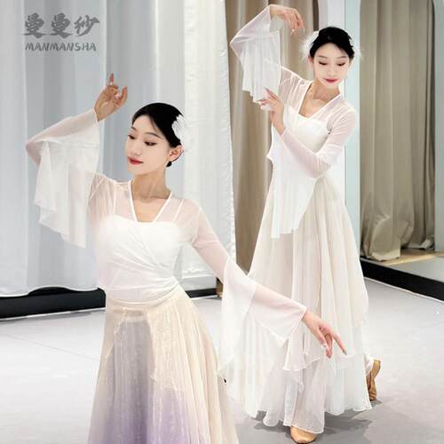 古典舞服装女2024新款纱衣舞台演出服飘逸灵动练功舞蹈服古典舞