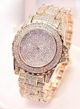 爆款韩版满星女士手表镶钻时尚水钻合金钢带手表韩版潮流石英表