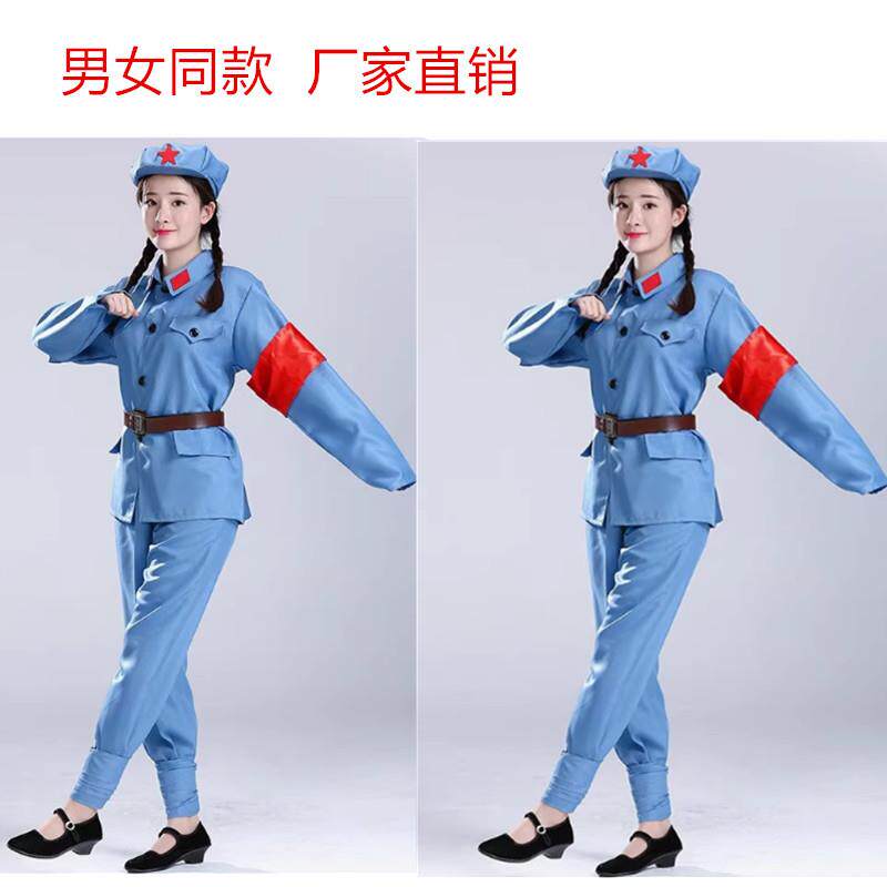 韩式成人合唱八路军红军军装男女演出服的衣服长征抗战服装绿服表 - 实物图