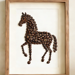 咖啡豆马形相框摆件手工diy材料包创意礼品送闺蜜生日礼物装饰画