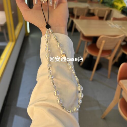 银白珍珠手机链手机挂绳