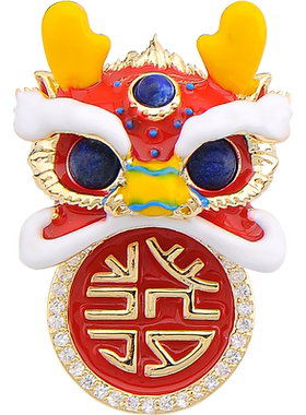 庄薇时尚铜材情侣舞龙胸针中国风