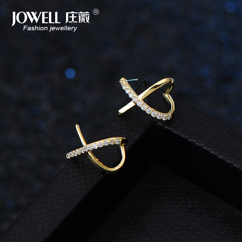 轻奢小香风镂空桃心钻耳钉女名媛风耳环韩国网红甜美气质耳夹耳饰