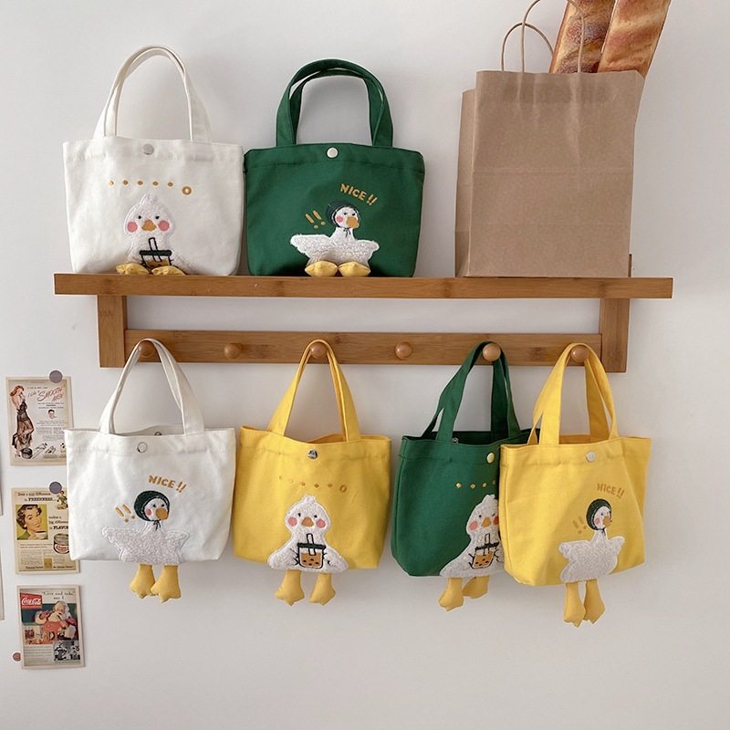 鸭鸭手拎包包帆布袋饭盒便当袋手提包女士高级感小众学生上班单肩,箱包皮具/热销女包/男包,通用款女包,淘宝优惠券,粉丝福利购,淘宝优惠卷