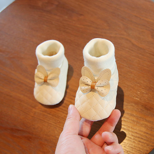 12个月婴儿步前鞋 袜套棉鞋 子冬季 一岁女宝宝公主学步鞋 不掉 新款