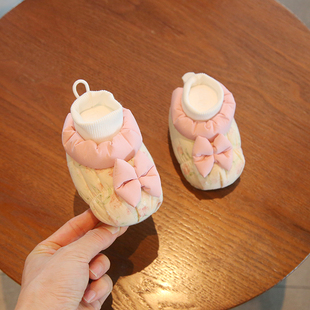 一岁女宝宝鞋 加绒防掉6到12个月婴幼儿学步前鞋 婴儿公主棉鞋 冬季