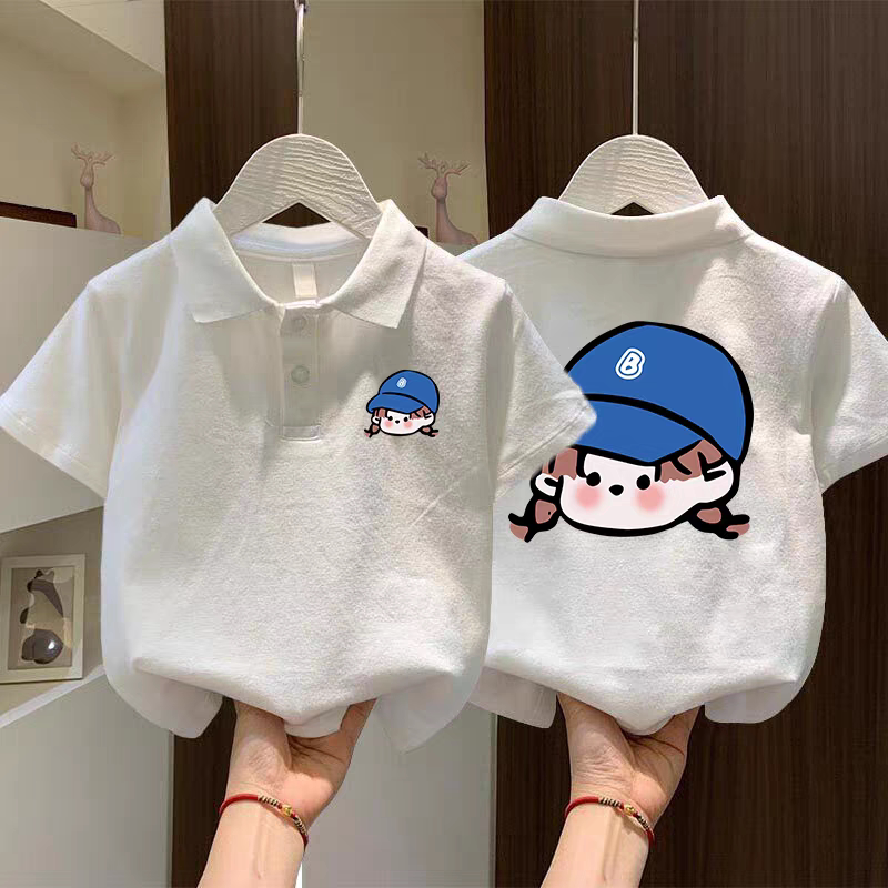 女童短袖t恤夏季洋气新款儿童翻领纯棉polo衫女孩洋气半袖上衣潮t