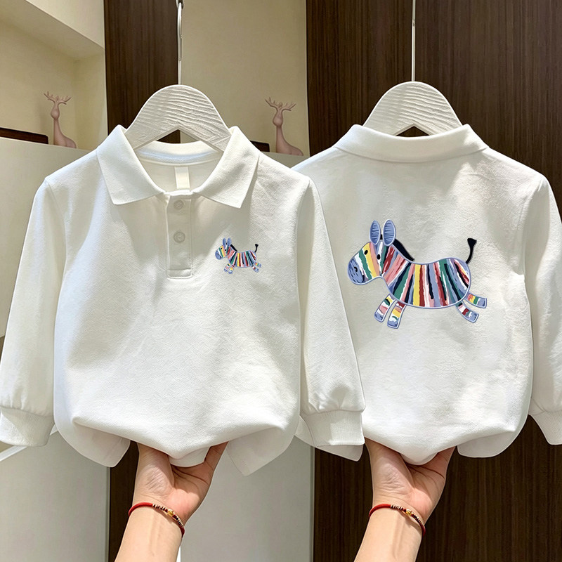 纯棉儿童POLO衫长袖白色打底衫
