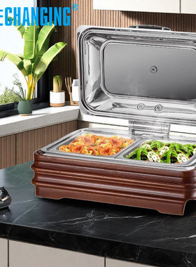 常进304不锈钢自助餐炉木座保温炉电加热酒店早餐餐具液压布菲炉