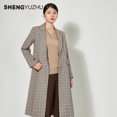 领收腰风衣休闲 西装 声雨竹官方旗舰店秋冬新款 女士外套商场同款