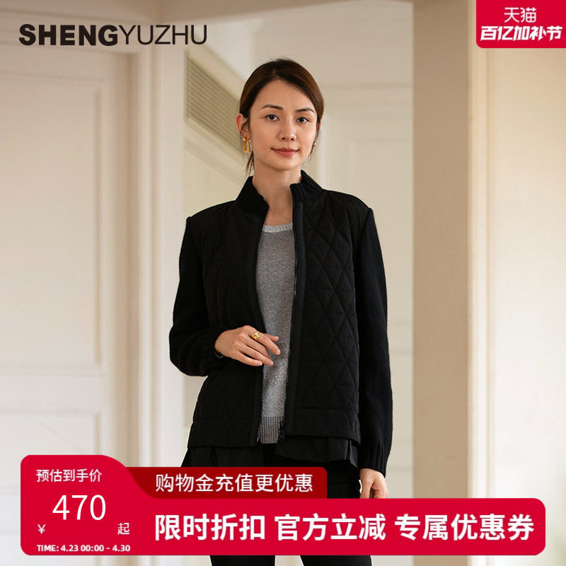 声雨竹街头立领棉衣女冬季短款合体羽绒棉服防风保暖纯色外套百搭