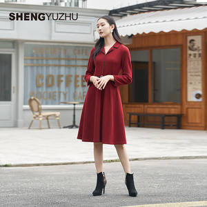 声雨竹官方旗舰店春夏季新款连衣裙女商场同款加厚保暖高级感裙子