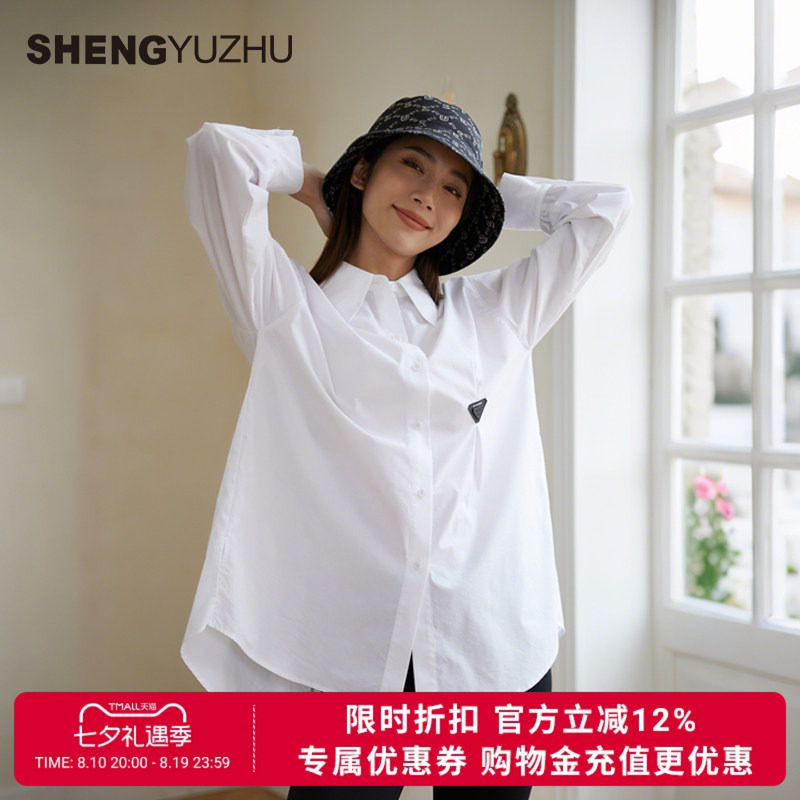 声雨竹官方旗舰店2026春季女免烫衬衫弹力POLO领长袖衬衫长袖上衣