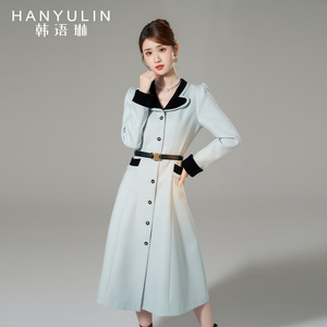 韩语琳法式长袖连衣裙春款女2026新款气质高级感春季大衣外套裙子