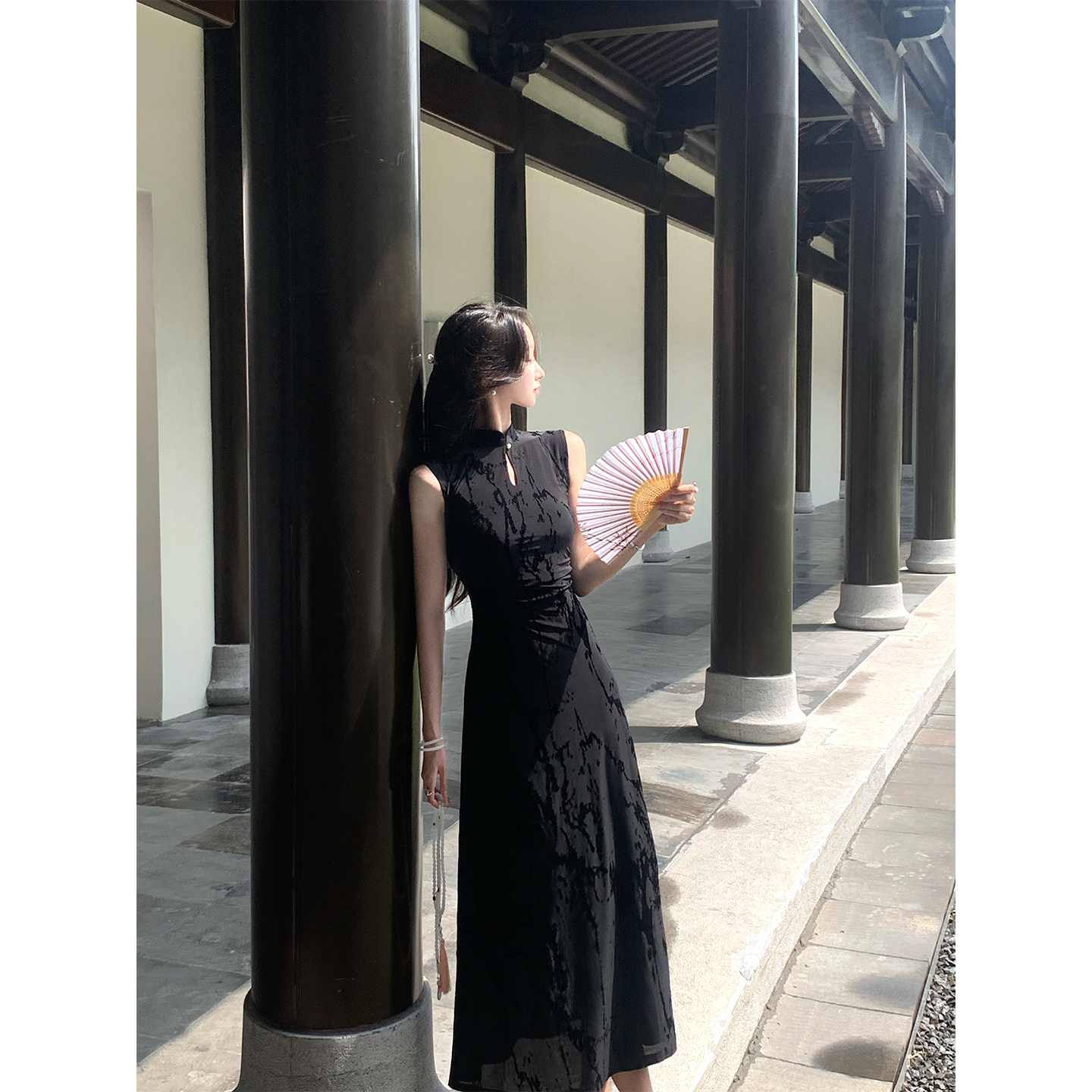 新中式黑色旗袍连衣裙